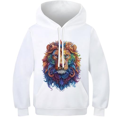 Sweat à capuche enfant imprimé animal 3D avec poche pour garçon et fille de 6 à 15 ans