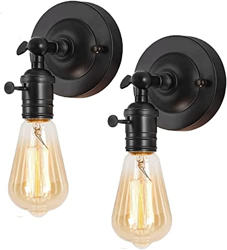 Apliques de pared industriales negros juego de 2 con diseño vintage regulable para baño y espejo