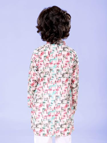 Image of KiddoPanti Boys 100% Cotton Ethnic Motif Printed Short Length Kurta