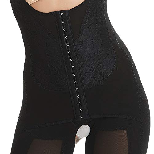 Shymay Women's Full Body Shaper Waist Cincher Thigh Reducer Bodysuit Shapewear, Black, Large