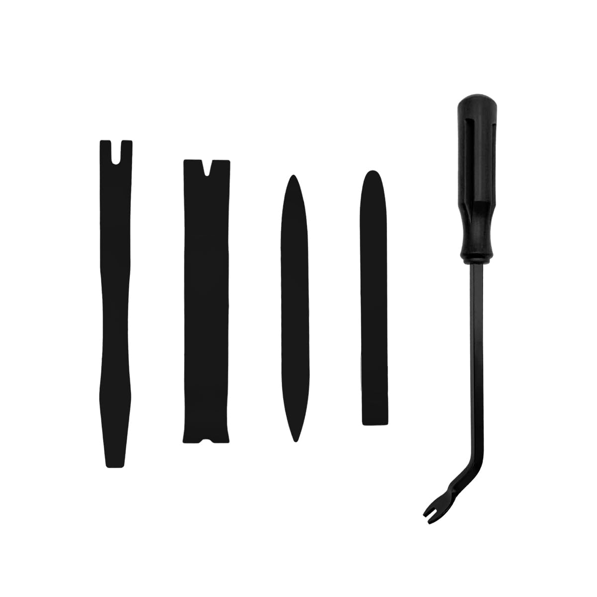 5PCS Auto Trim Removal Tool Kit, No Scratch Plastic Pry Tool Kit for Car Panel Audio Dashboard Dismantle, Automotive Interior Trim Molding Fastener Remover, Car Accessories (Black)
