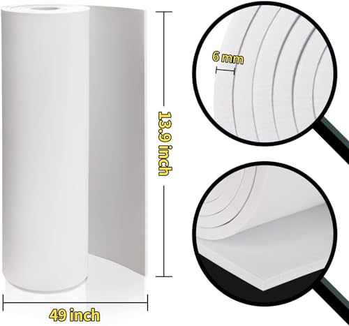 Image of MEARCOOH 3-Pack 6mm White Foam Sheet, 13.9 inch x 49 inch EVA Foam Roll Premium eva Craft Foam for Cosplay Costume