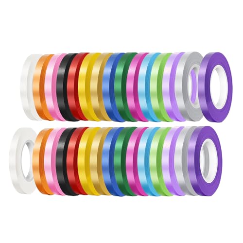 30 Rolls Mix Colour Curling Ribbon 5mm for Balloons 300m Shiny Crimped Balloon String Party Ribbon for Gift Wrapping Crafting Florist Flower Christmas Birthday