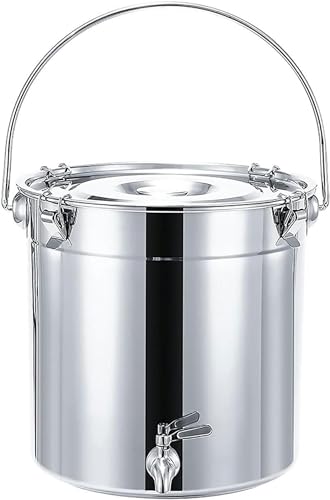 Olla grande de acero inoxidable 304 con tapa y grifo - Olla multifuncional para sopa, agua, té y salsa, 12 l