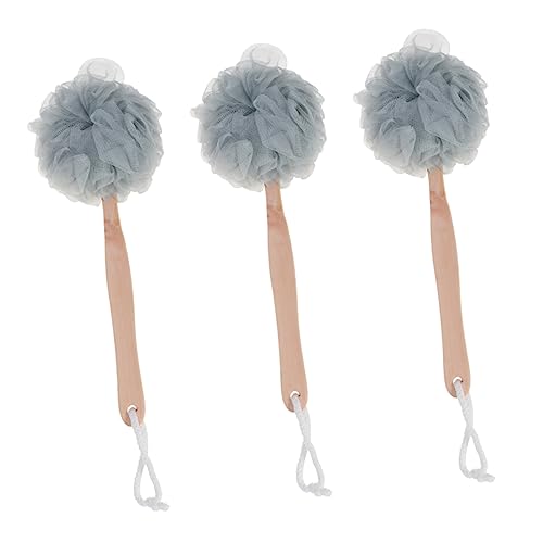 SOIMISS 3 piezas Cepillo de Ducha con Mango de Nylon para Masaje de Espalda Esponja Exfoliante Gris para Baño de Ecológico y Ergonómico para Suave