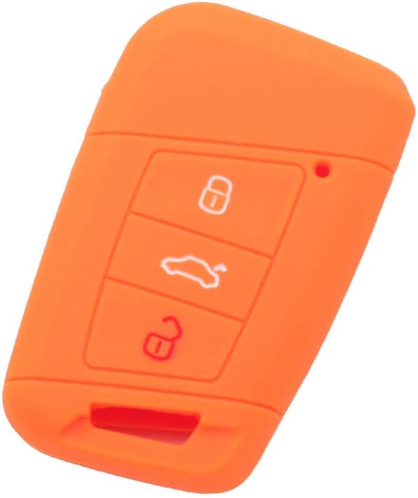 SEGADEN Silicone Cover Protector Case Holder Skin Jacket Compatible with VOLKSWAGEN Passat B8 Magotan SKODA Superb A7 3 Button Smart Remote Key Fob CV9807 Orange