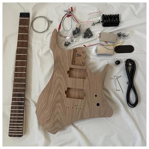 Unfinished Guitar Body DIY Headless Electric Guitar Kit Elm Body Maple Neck Laurel Fingerboard