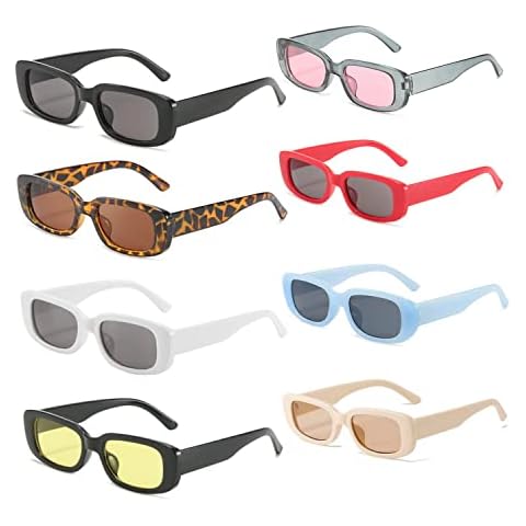 Lassuzie 8 Piezas Gafas de Sol Rectangulares Cover