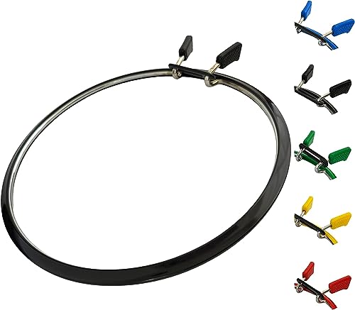 Image of Nurge Metal Embroidery Hoops - Premium Spring Tension Embroidery Hoop for Cross Stitch - Durable Ring with Quick Release Safety Clip - Ideal for Crafters,Beginners & Professionals - Black - Large