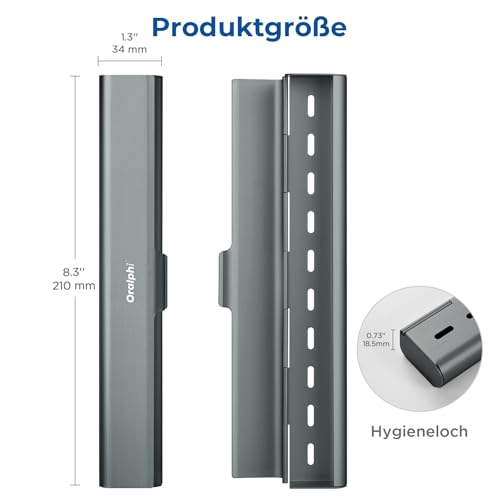 Oralphi Alu-Zahnbürstenetui, Tragbares Reiseetui aus Aluminium für Handzahnbürsten – Leicht, Hygienisch & Langlebig, Ideal für Reisen, Camping, Business & Badezimmer-Blaugrau 5