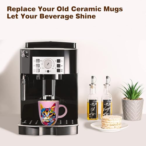 Taza de cerámica rosa para amantes de gatos 18 oz miniatura 4