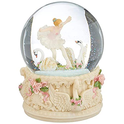 MusicBox Kingdom 25209 Glitter Globe Swan Lake Music Box Playing 