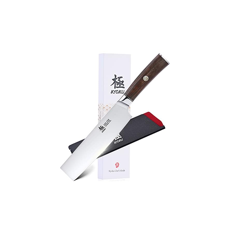 KYOKU-7-Inch-Nakiri-Knife-Daimyo-Series-Vegetable-Cleaver-with-Ergonomic-Rosewood-Handle-Mosaic-Pin-Japanese-440C-Stainless-Steel-Kitchen-Knife-with-Sheath-Case KYOKU 7 Inch Nakiri Knife - Daimyo Series - Vegetable Cleaver with Ergonomic Rosewood Handle, & Mosaic Pin - Japanese 440C Stainless Steel Kitchen Knife with Sheath & Case