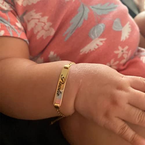 Personalized Baby Bar Bracelet Custom Gift Gold Bracelet Baby Name Bracelet for Boy Bracelet for Girl Newborn Toddler Kids School Children Teens Custom ID Engraved3