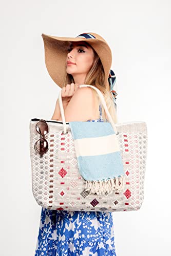 Leo Design Large summer Beach Tote Bag Boho Zipper Closure Bohemian - Image 4