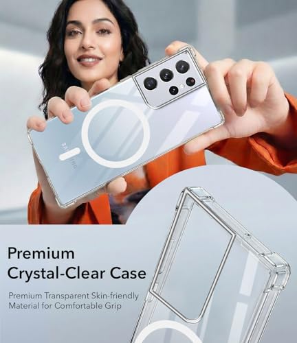 Image of Jkobi Shockproof Crystal-Clear Back Cover for Samsung Galaxy S21 Ultra 5G (Magsafe Wireless Support | Drop & Camera Protection | Hard Polycarbonate)