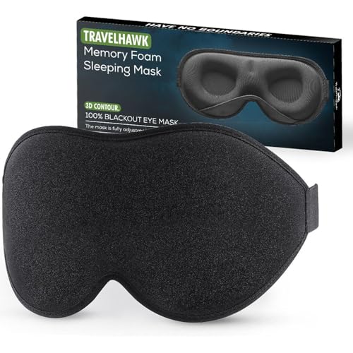 TravelHawk Antifaz para dormir negro – Juego de 2 – Lujo 3D Antifaz para dormir mujeres hombres 100% bloqueo de luz Gafas de dormir de lado – Máscara de noche