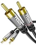 FEDUS RCA Cable 1.5M Double Shielded Oxygen-Free Copper Gold Plated 2RCA to 2 rCA Cable for Car Audio Subwoofer Cable Cord for Hi-Fi Audio Systems, Amplifier, Home Theater, Speaker, HDTV