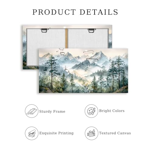 SERIMINO Large Mountain Landscape Wall Art for Living Room, Nature Scenery Paintings Bedroom Decor Aesthetic, Green Pictures Wall Decor Modern Home Decor Artwork 20"X40"