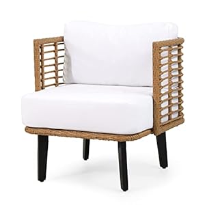 Christopher Knight Home 315002 Nic Outdoor Club Chair White Light Brown Black