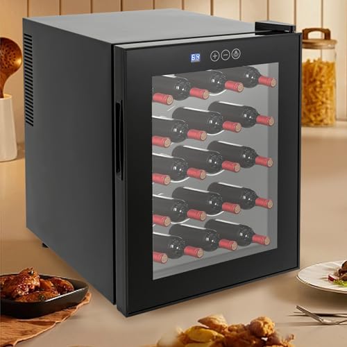 SHOUMANUAL Wine Cooler Refrigerator, 20 Bottle Free Standing Beverage Wine Fridge with Blue Light & LED Display for Red Wine Beer Soda Drink Bar 53.6-64.4°F
