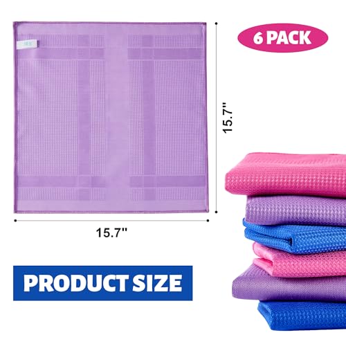 Image of JOYMOOP Microfiber Waffle Weave Cleaning Cloth,Highly Absorbent Kitchen Towels,Quick Drying Lint Free Dish Towels for Kitchen,6 Pack, Mixed Color, 15.7x15.7inch