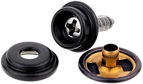 YMAISS 75pcs Fastener Screw Snaps Black,Marine Grade 3/8" Socket with Stainless Steel 5/8" Screw in Upholstery Snaps for Boat Canvas,Cover. Black Color
