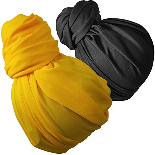 Stretch Turban Head Wrap Scarf for Women - Long Jersey Turban Wrap Tie 1 or 2