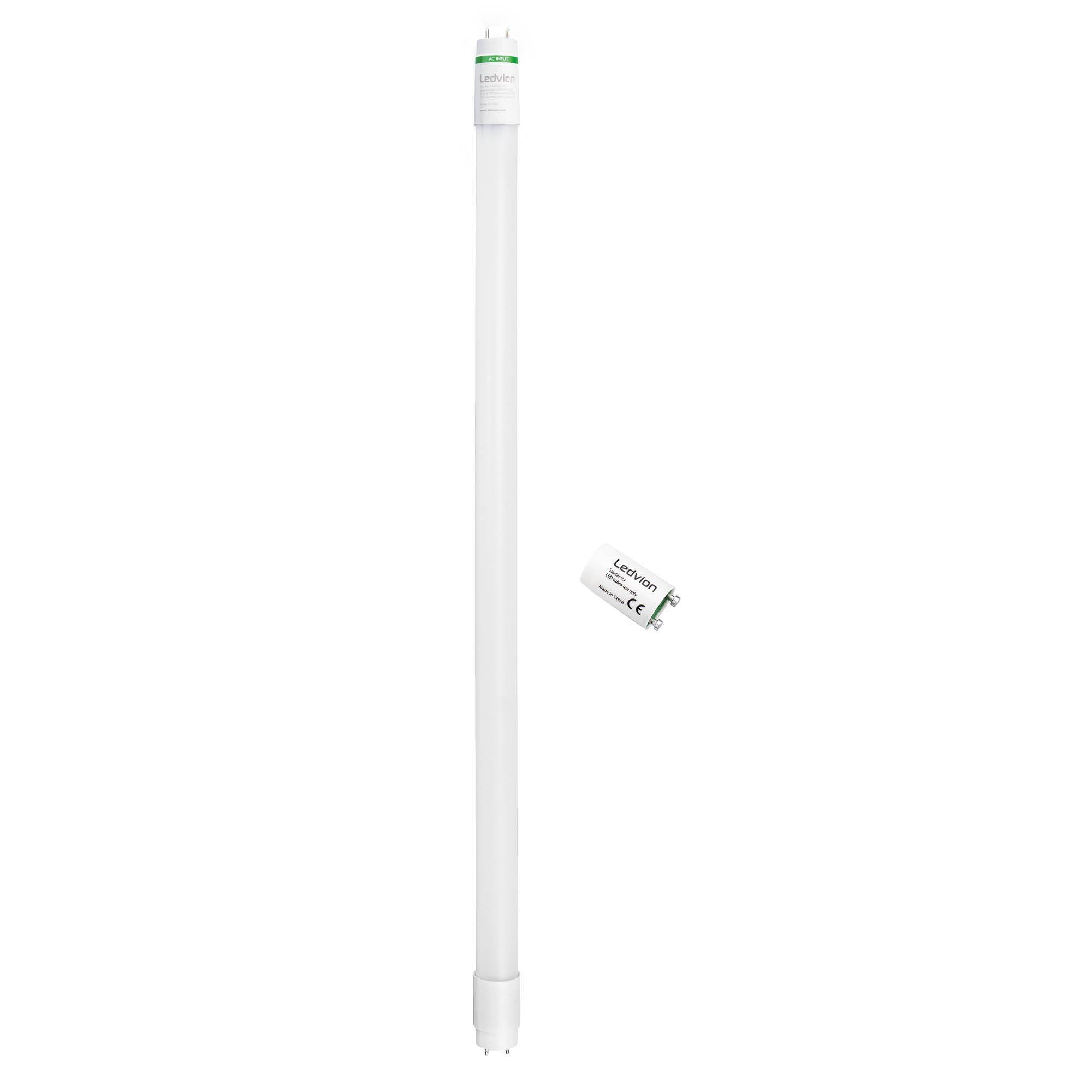 Ledvion - 10X Tubos LED TL, 60CM, 6.3W, 6500K, 175lm/W, Etiqueta Energética C, Incluye Arrancador LED