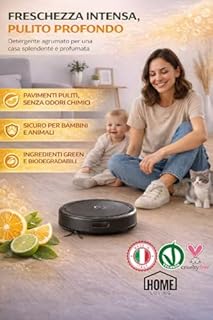 HOME LOVING – Detersivo per Robot Lavapavimenti Agrumi 1 L | No Schiuma, pH Neutro | Freschezza Agrumata | Compatibile con Tutti i Robot, Made in Italy