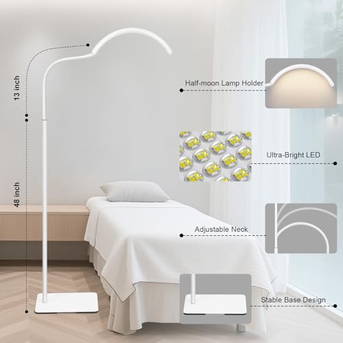 Image of Half Moon LED Floor Light - Professional Shadow-Free, Dimmable Lamp | for Lash Techs, Estheticians & Tattoo Artists | Eyelash Extensions, Nail Art, Home & Office (Charcoal White)