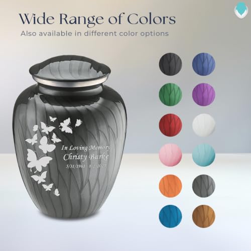 Image of Geturns Embrace Adult Custom Butterfly Cremation Urns for Human Ashes I Pearl Silver Large Funeral Urn for Female and Male I 200 lbs (Pearl Silver)