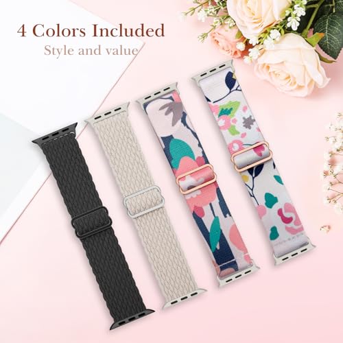 Image of Delidigi Stretchy Bands Compatible for Apple Watch Band Women 40mm 38mm 41mm 42mm 44mm 45mm 46mm 49mm, Nylon Braided Straps for iWatch Series 11 10 9 8 7 6 SE 5 4 3 Ultra 3 2 1