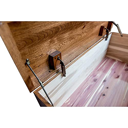 Image of Rustic Red Door Co. Cedar Hope Chest with Waterfall Top, Amish Made Wooden Storage Trunk Box for Bedroom, Blanket, Clothes, Anti-Slam Hinges and Lock, 36 inch, Rustic Hickory Wood, Boston Stain