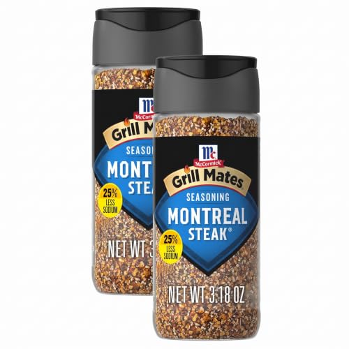 McCormick Grill Mates 25% Less Sodium Montreal Steak Seasoning, 3.18 oz (Pack of 2)