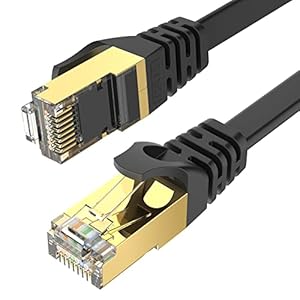 Ercielook CAT8 Ethernet Cable 100 ft High Speed, Shielded Flat Internet Cable with Clips, Weatherproof S/FTP UV Resistant for Router/Gaming/Modem – Black 30 M