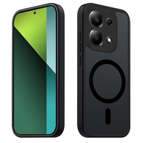 Tawarror Magnetische für Xiaomi Redmi Note 13 Pro 5G/ Poco X6 (Nicht für Note 13 Pro 4G) Hülle Matt Transluzente Handyhülle PC Rückseite Kratzfest Weiche TPU Fallschutz Schwarz