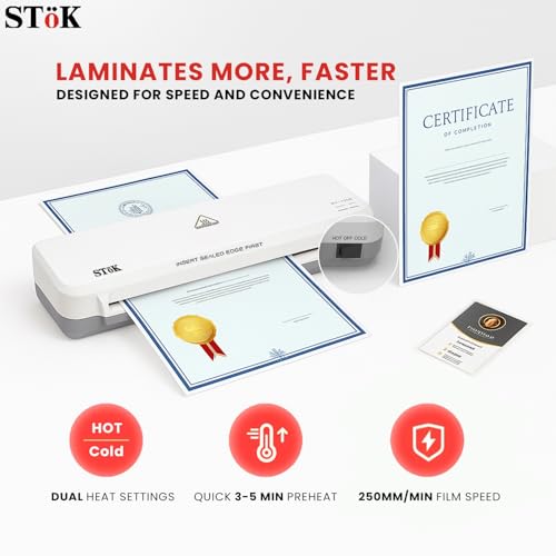 Image of SToK (ST-L11A) A4 Lamination Machine | 2 Rolller System for a Professional Finish at Home, Office & School | Fits Upto 9 Inch Wide Pages (1 Year Offsite Warranty)
