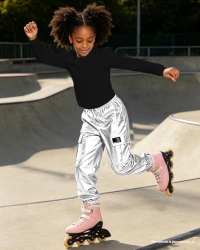 Image of Betusline Girls 2 Piece Summer Outfits,Kids Casual Short Sleeve Crop Top & Cargo Jogger Pants Sets,4T-14Y