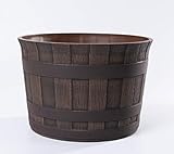 Jinfa Blumenkübe aus Kunststoff in Holzoptik | Farbe: Kastanie | Design: Barrique | Ø 36 cm, H 25 cm