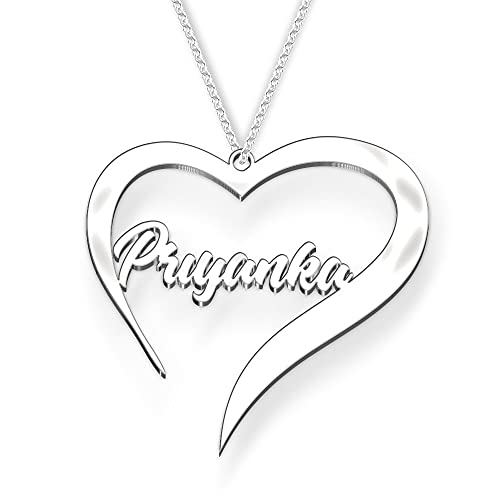 Image of Priyanka Cursive Gold & Silver Name Pendant Necklace, Best Jewelry Gift for Girls.