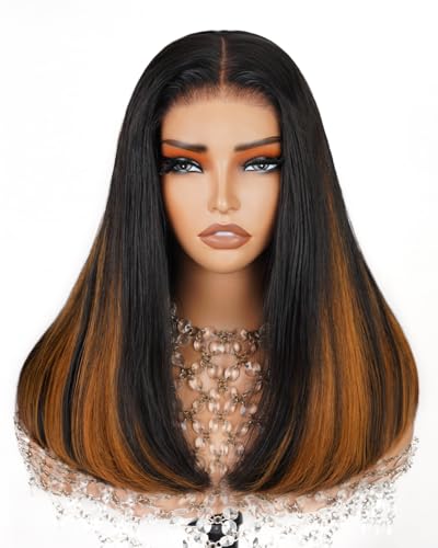 Image of Arabella Hair 5x6 Glueless Wigs Human Hair and Chestnut Brown ombre in Hair Extensions Pre Plucked Pre Cut 12A Glueless Wigs Human Hair Pre Plucked Bleached Knots Straight Wig 16inch