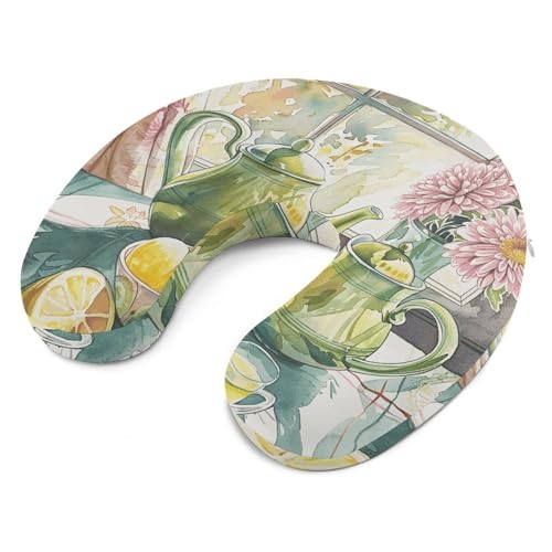 Almohada cervical de espuma viscoelástica tamaño único U miniatura 6