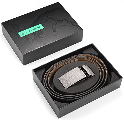 Image of Marino Avenue Ratchet Belt for Men. Adjustable Leather Dress Belt with 38 Easy to Click Into Place Ratchet Closures.