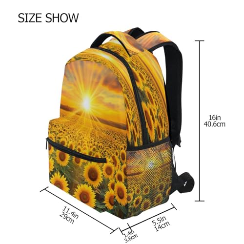 Sunflower Field Backpack for School Boys Girls Adults Kids Bookbag Laptop Bag 15L4