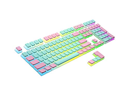 Image of Ranked Pudding PBT Keycaps | 112 Double Shot Translucent ANSI US & ISO Layout | OEM Profile for RGB Mechanical Gaming Keyboard (Miami)