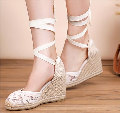 Wedges Sandals For Women Classic Soft Ankle-tie Lace Up Espadrilles Shoes Casual3