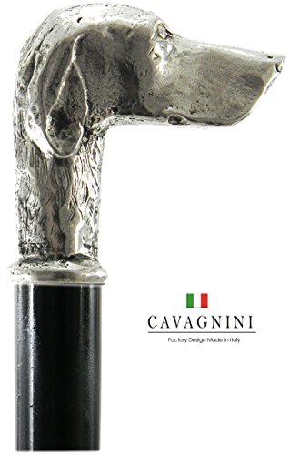 Spazierstock, Hund poenter massiv Massivholz Zinn Gehstock Silber Farbe Holz elegant alten Vintage italy für die Freiheit für einen Mann eine Frau Cavagnini