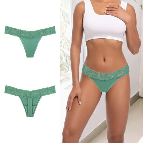 Image of Cotton Thongs For Women, Lace Thongs For Women,10 Pack Size XS to 5XL | Delicate Floral Lace Trim,Buttery Soft Stretch Waistband,Minimal Thong Cut,Daily Everyday Wear,Value Multipack Lingerie
