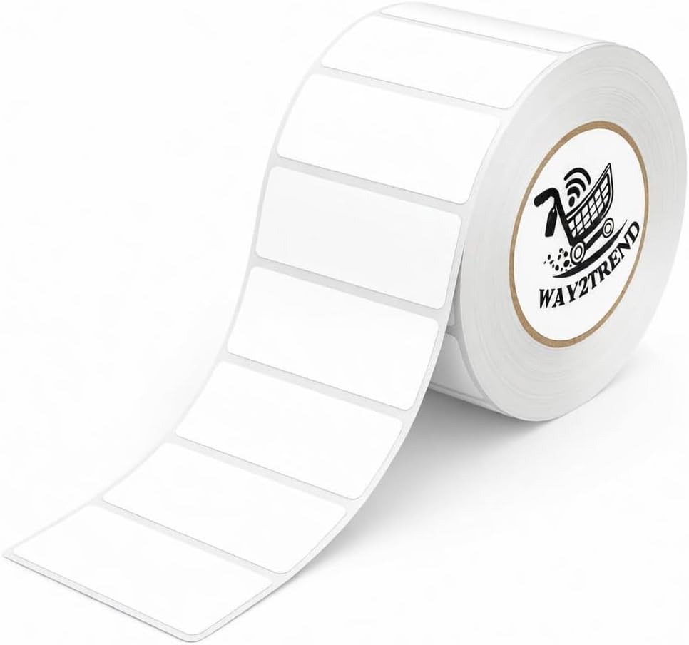 50mm x 25mm - 2000 Labels Per Roll - Direct Thermal Barcode Label Sticker - 2 x 1 inches - White Self Adhesive Sticker for Printing Barcoding (1 Roll per Pack (2000 Labels)) (Pack of 1)